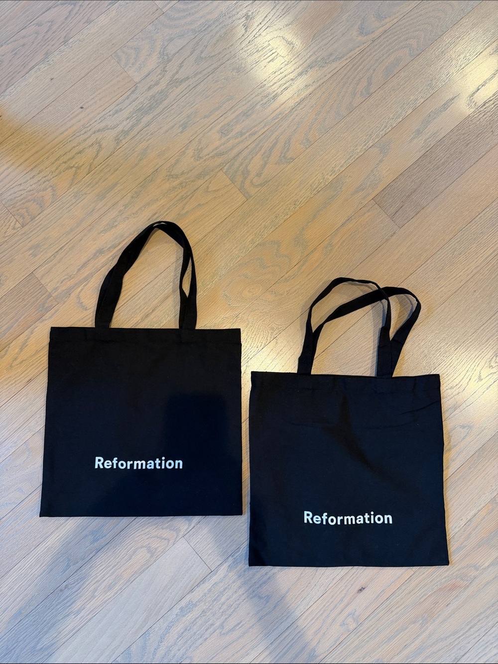 REFORMATION Black Canvas Tote PAIR with White Logo